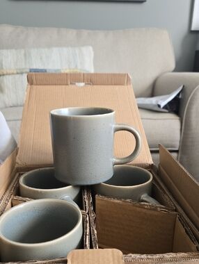 Stoneware Coffee Mug - Olive Green Ceramic Mug (Set)